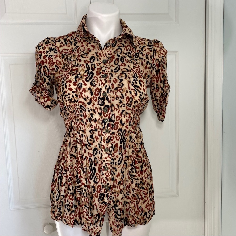 Mine Leopard Print Button Down Top - image 1